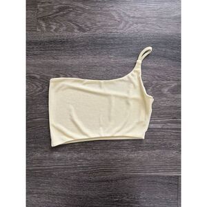 NWOT Dolls Kill Yellow One Shoulder Cropped Cami Tank Bralette Size Medium